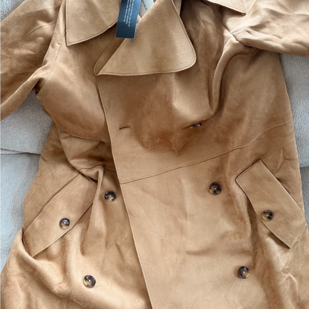 Banana Republic Tan Suede Trench Coat M new with tags